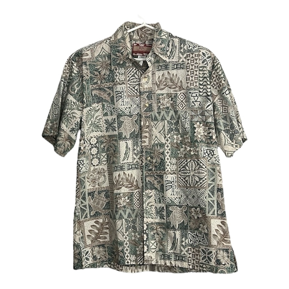 RJC Hawaiian Men's Casual Short Sleeves Button Down All Cotton Shirt Size Large - Picture 2 of 4